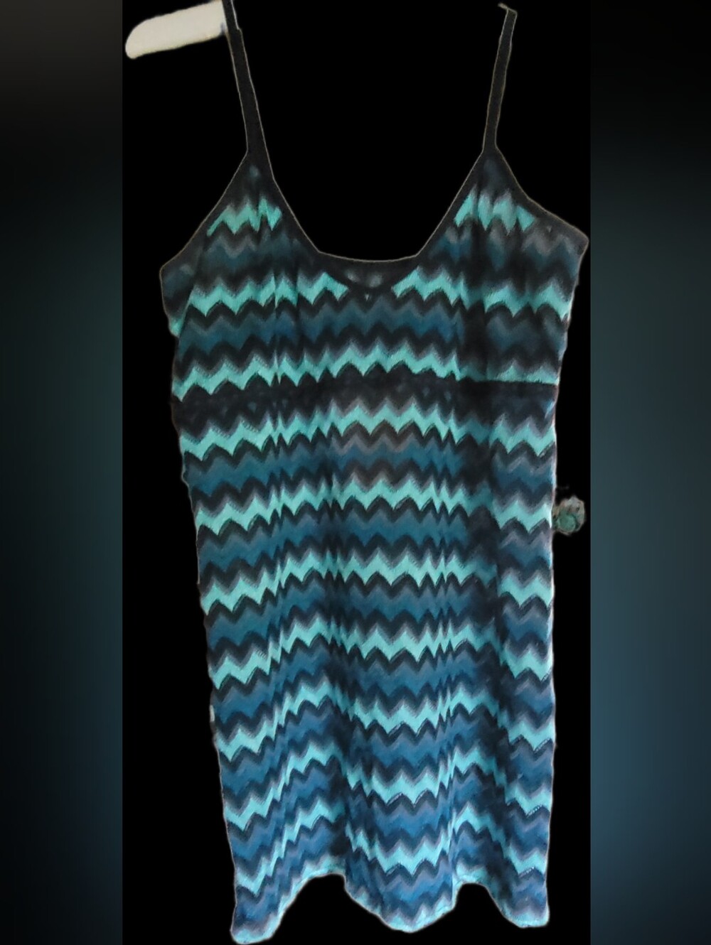 Womens Chevron Camisole Tank Top - Teal & Navy